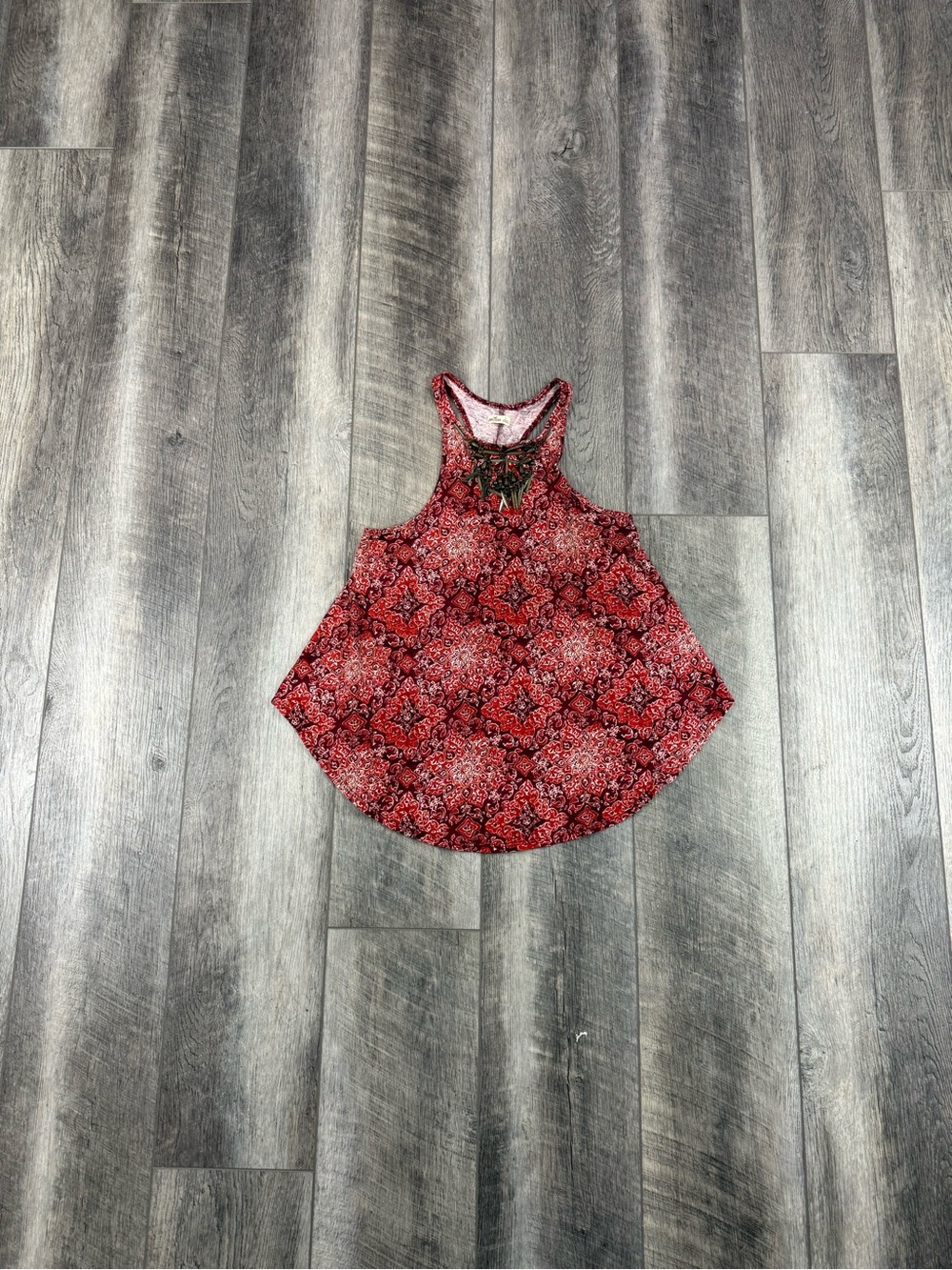 Hollister Maroon Print Tank Top